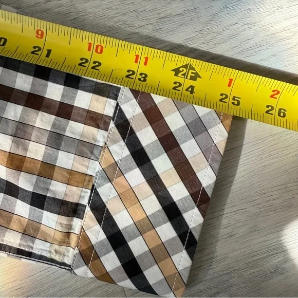 Orvieto Men's Long Sleeve Checkered Button Down Shirt in Neutral Tones Size M - Picture 13 of 17